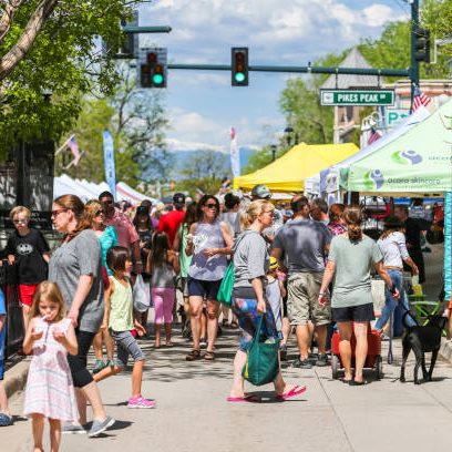 Parker, Colorado, USA-May 29, 2016. Weekend shopping on the Farmers Market in the Summer.